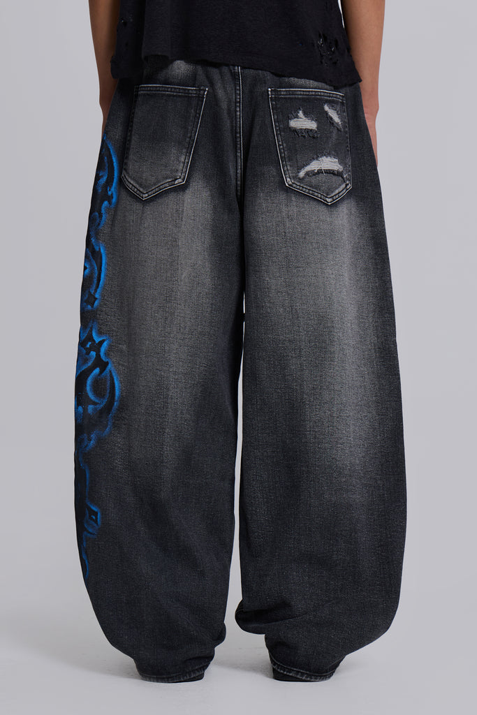 Black Spike Airbrush XL Ripped Colossus Jeans