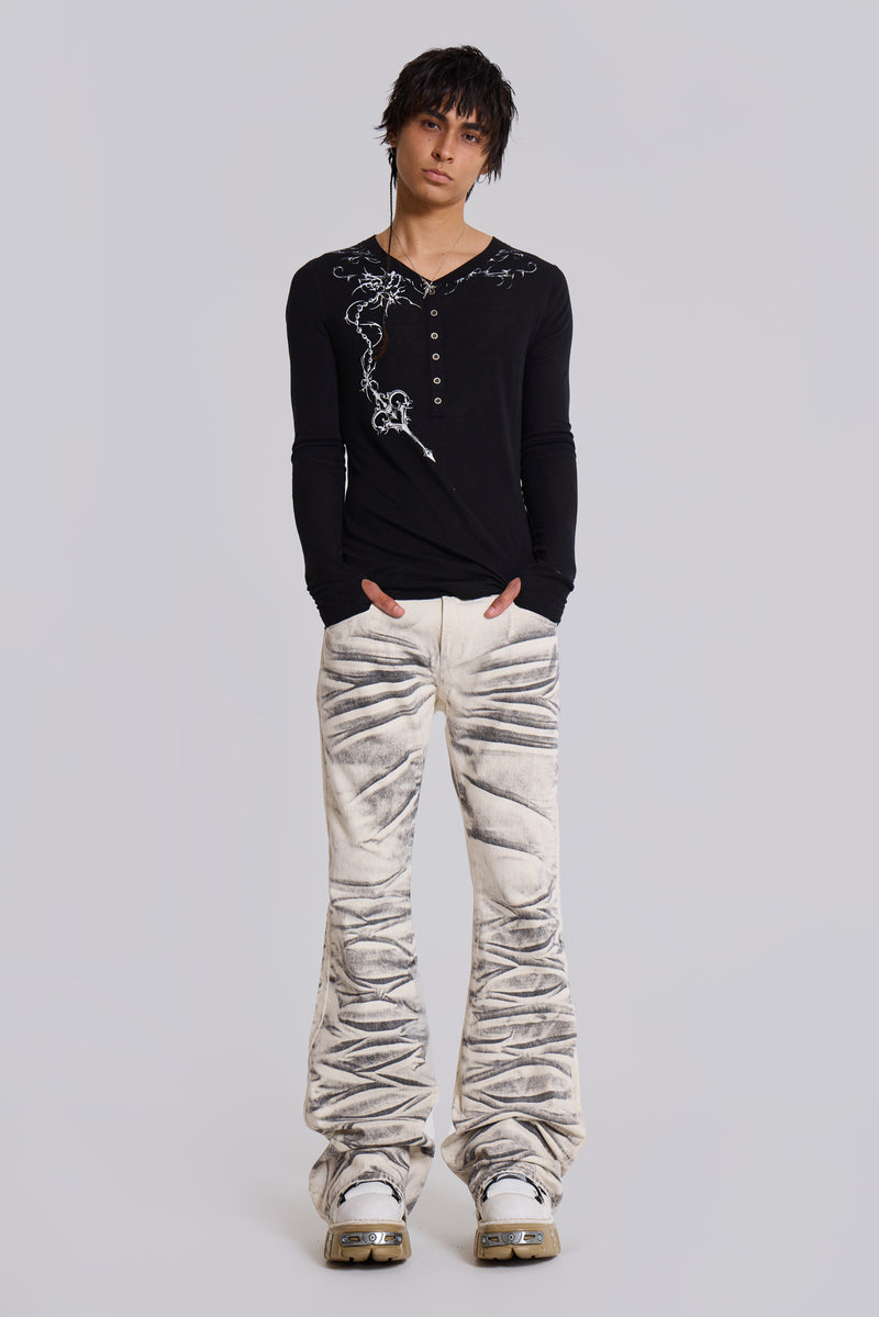 Arctic White Drift Flared Jeans