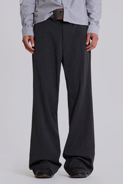 Grey Stacked Bootcut Suit Pants - W34 / Grey