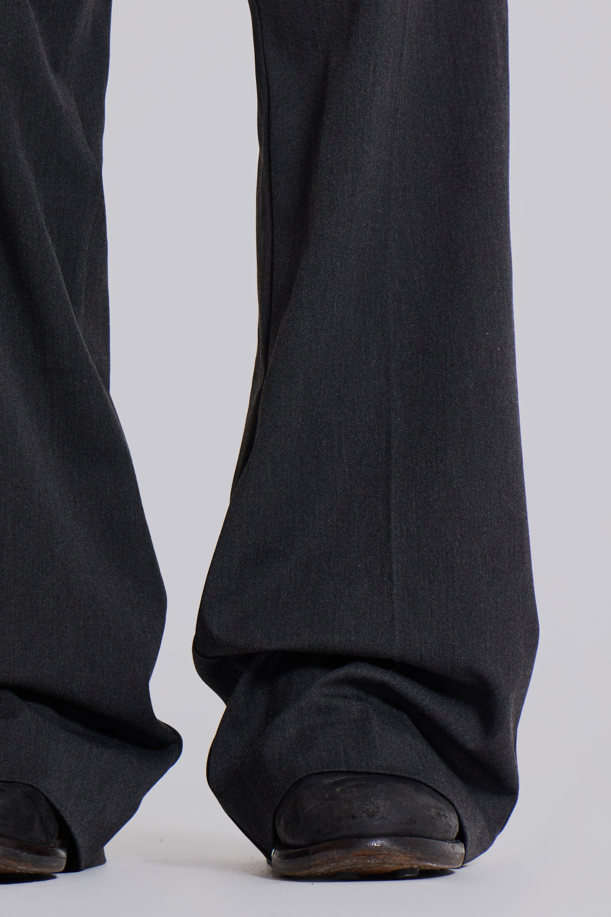 Grey Flip-waist Pinstripe Suit Pants