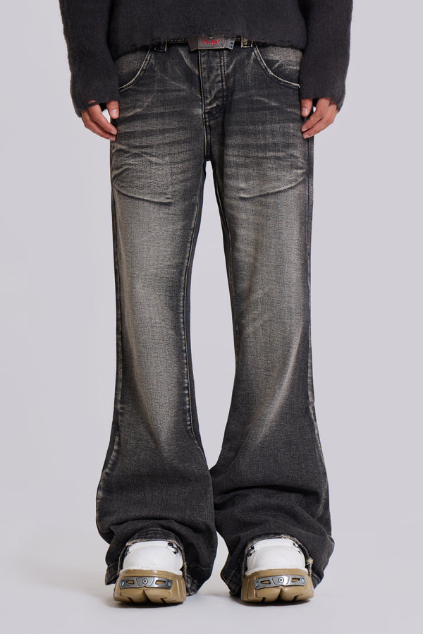 Washed Black Blaze Flared Jeans