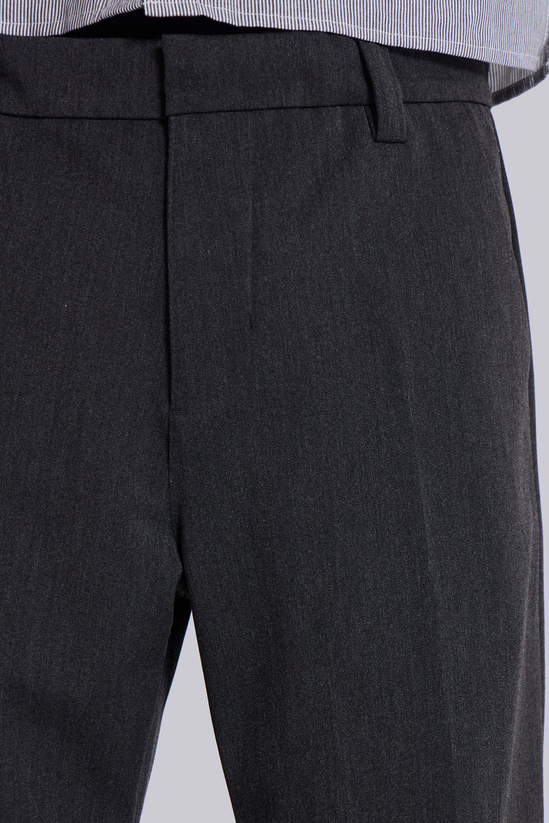 Grey Stacked Bootcut Suit Pants