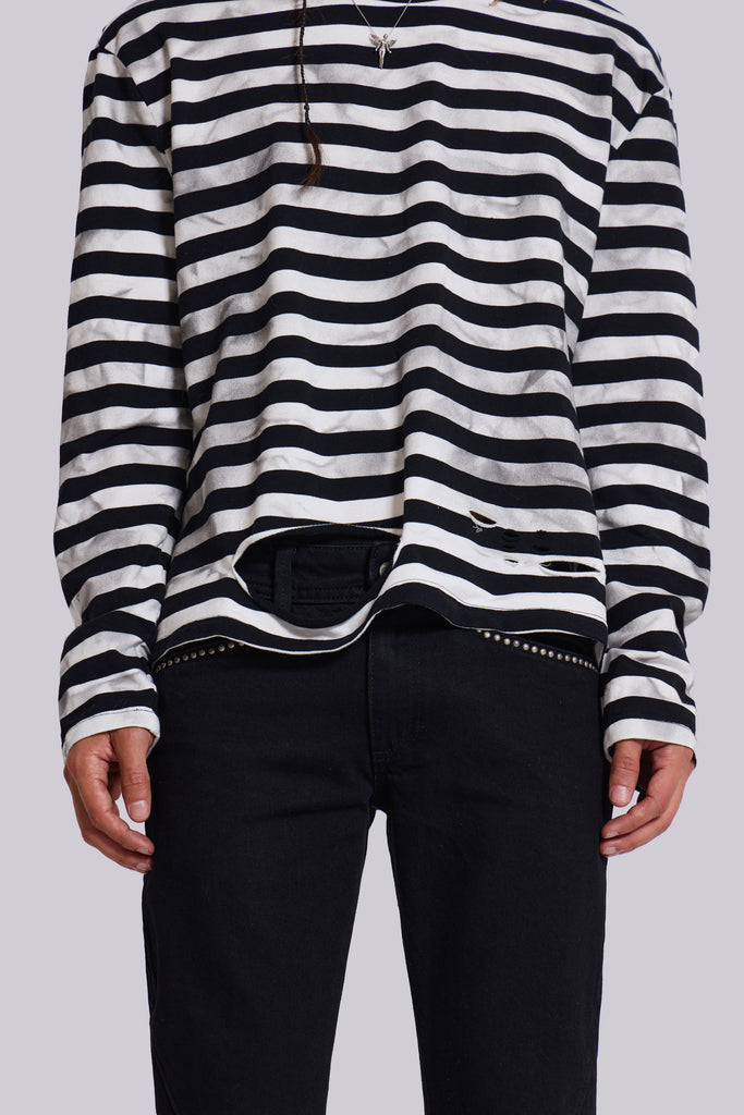 Dirty Striped Oversized Long Sleeve Tee