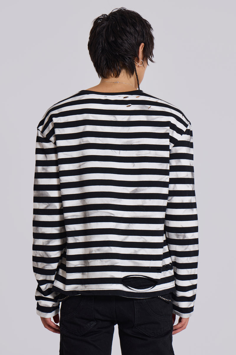 Dirty Striped Oversized Long Sleeve Tee