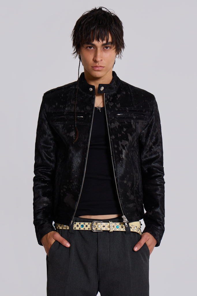 Black Real Leather Piston Jacket