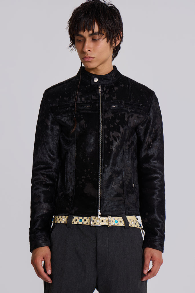 Black Real Leather Piston Jacket