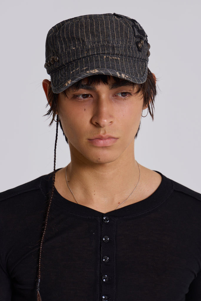 Pinstripe Baker Boy Hat