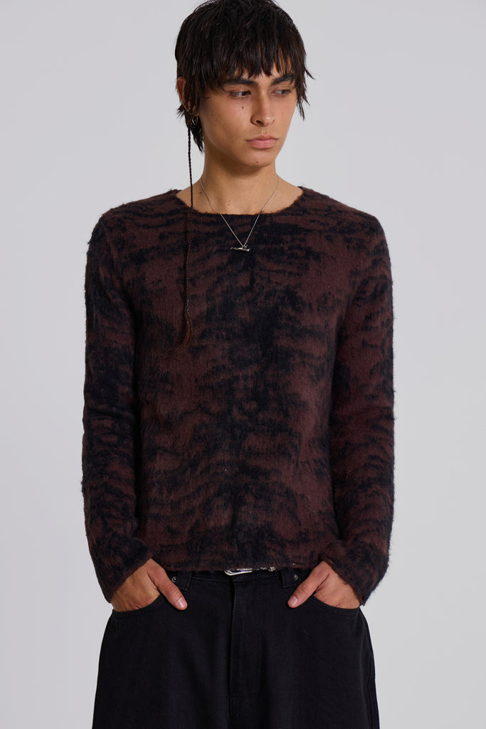 Brown Tiger Brushed Knit Jumper