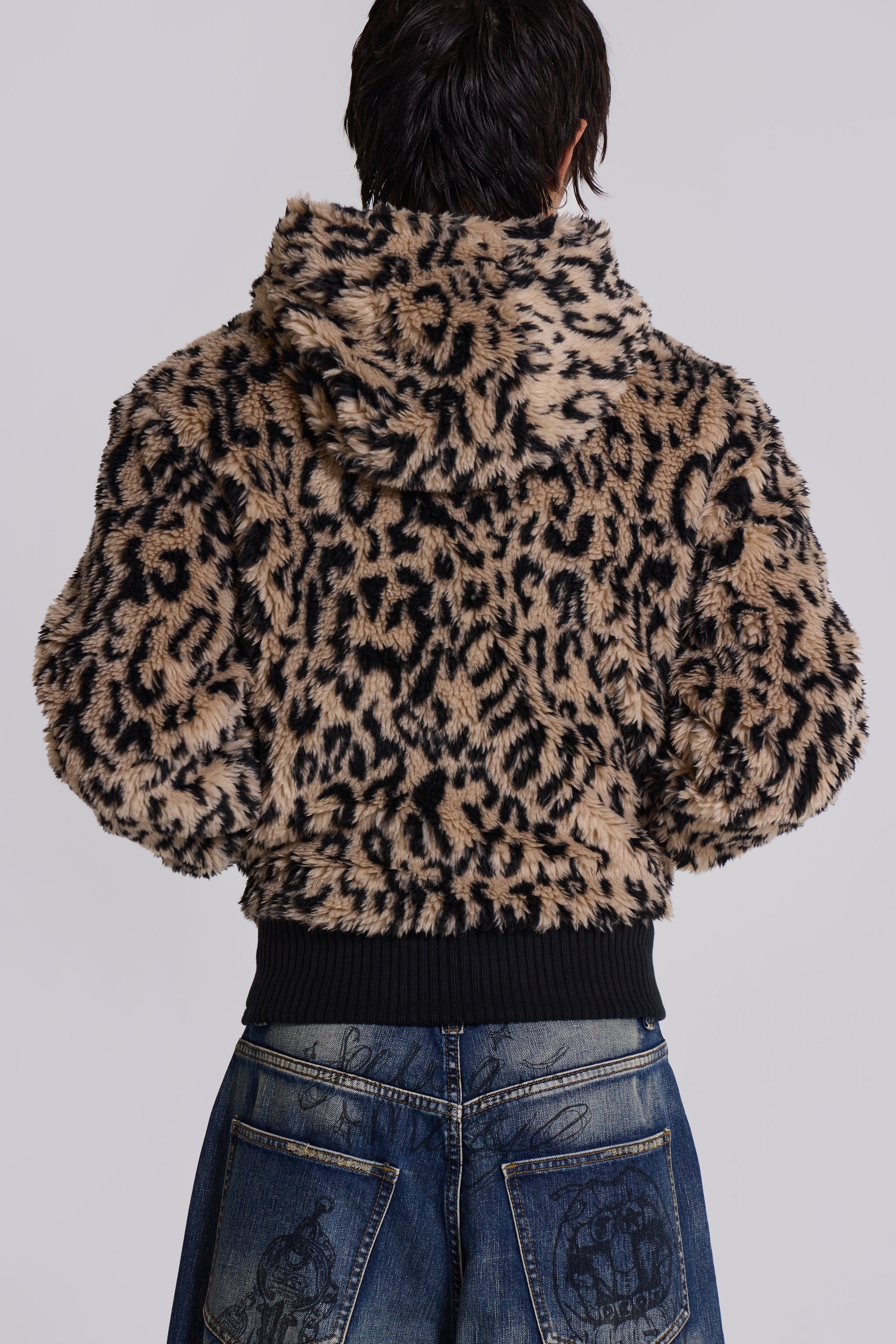 Leopard Faux Fur Hooded Jacket