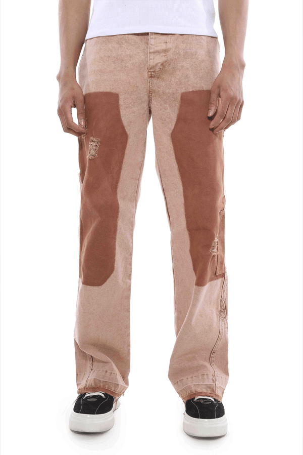 Sand Carpenter Jean With Inserted Panel