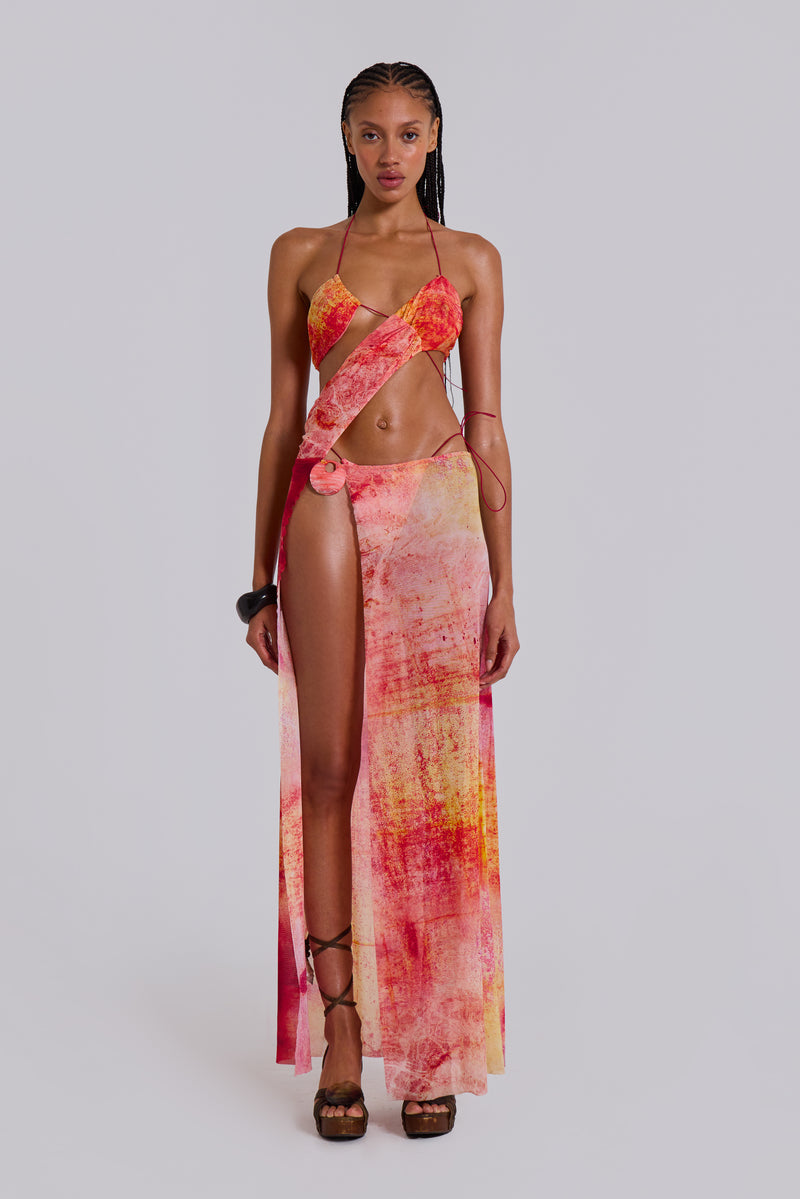 Cantha Asymmetric Cut Out Maxi Dress in Sunset | Jaded London