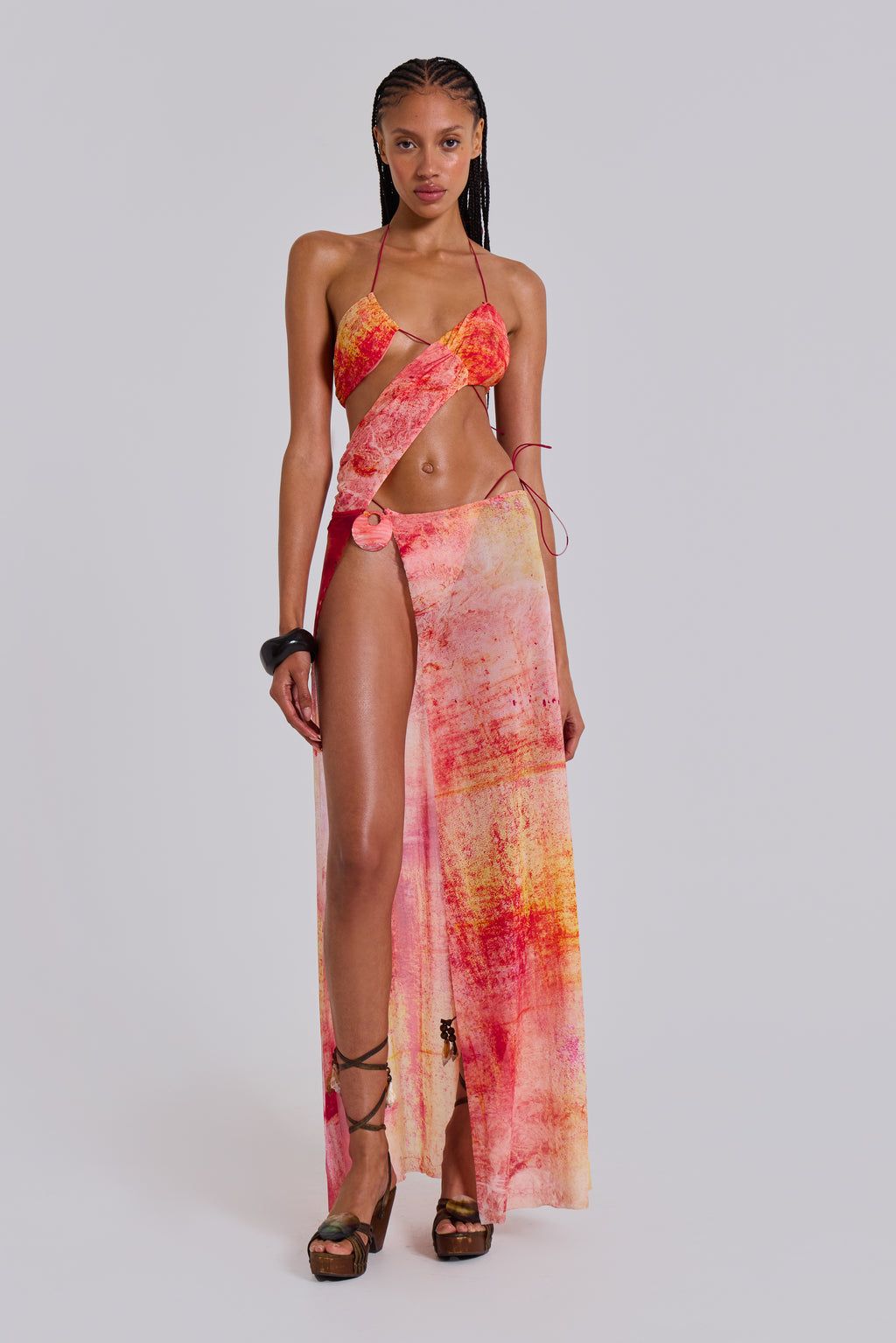 Cantha Asymmetric Cut Out Maxi Dress in Sunset | Jaded London | Lucia