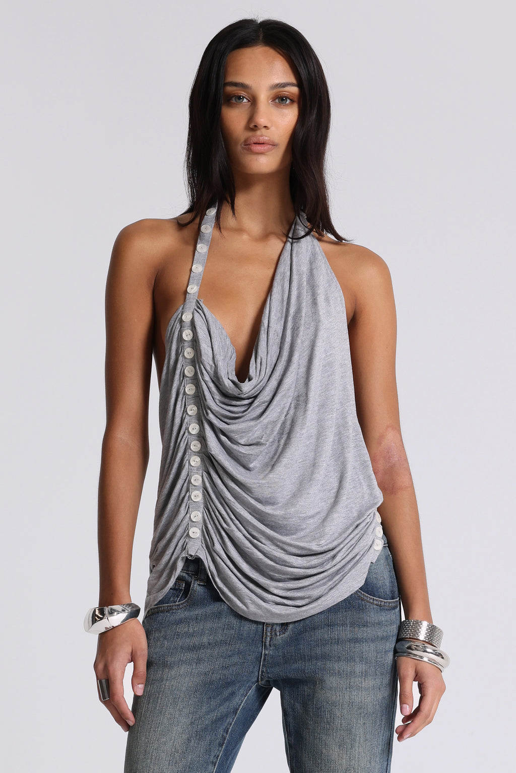 Alisia Backless Button Halter Top | Jaded London | Clothing