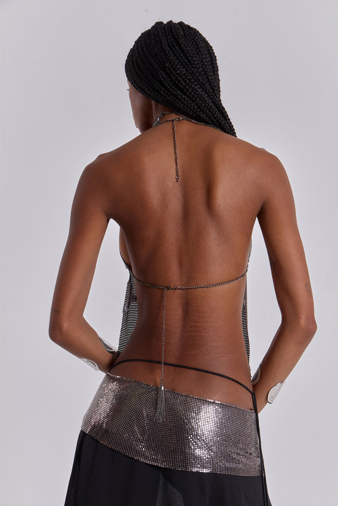 Evodia Chainmail Chiffon Wrap Skirt