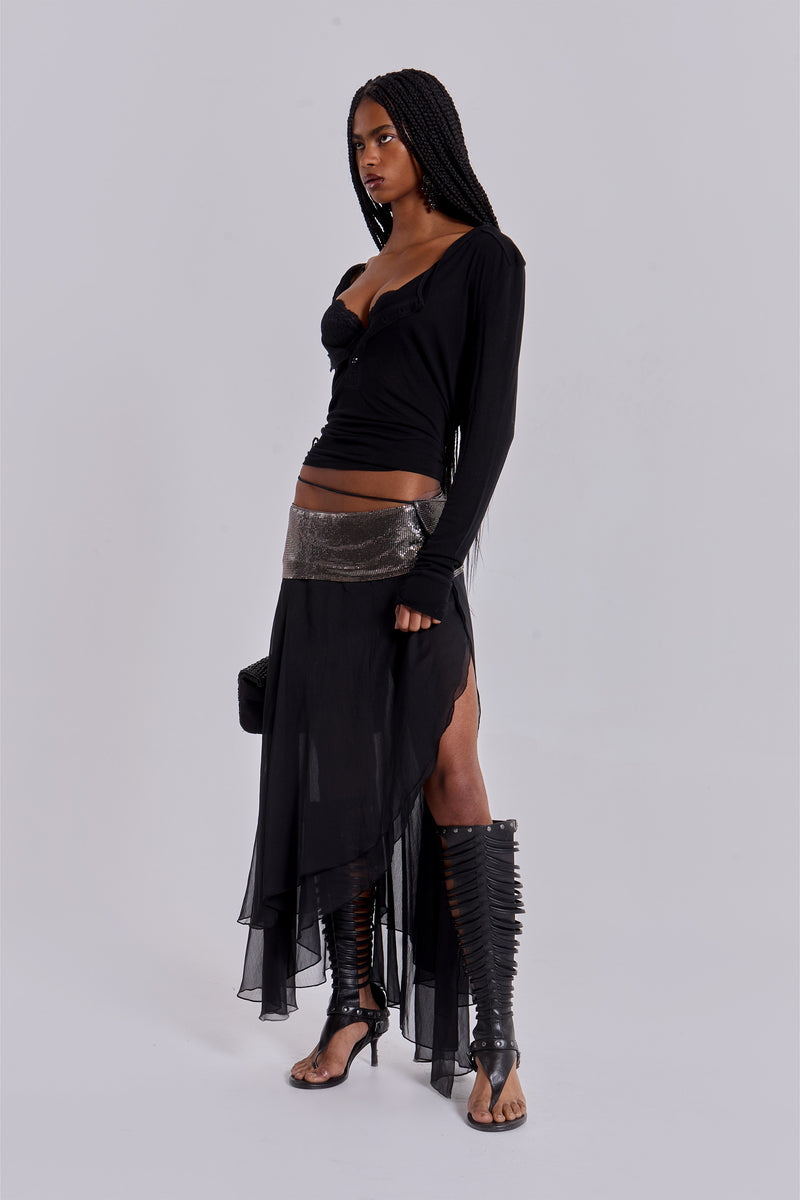 Evodia Chainmail Chiffon Wrap Skirt