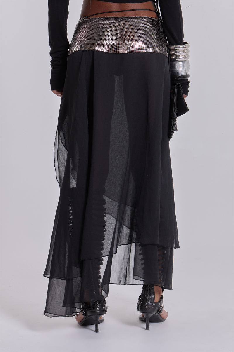 Evodia Chainmail Chiffon Wrap Skirt