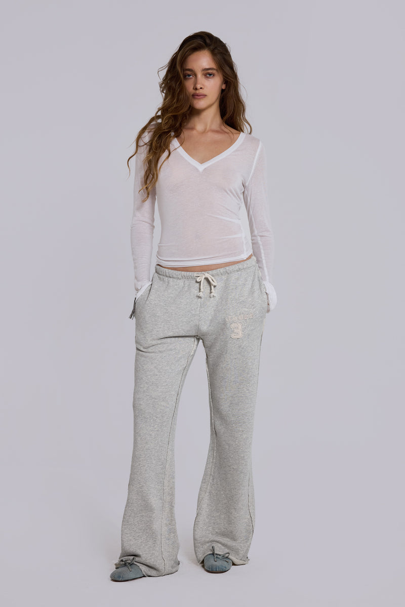 Cleo Slouchy Bootcut Jogger in Grey Marl