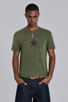 Green Star Sun Faded T-Shirt - XS / Khaki