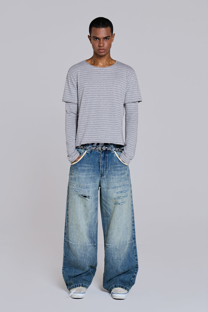 Line Double Layer Long Sleeve Top | Jaded London | Clothing