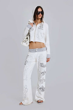 Rock Revival Graphic Studded Hoodie - S / White