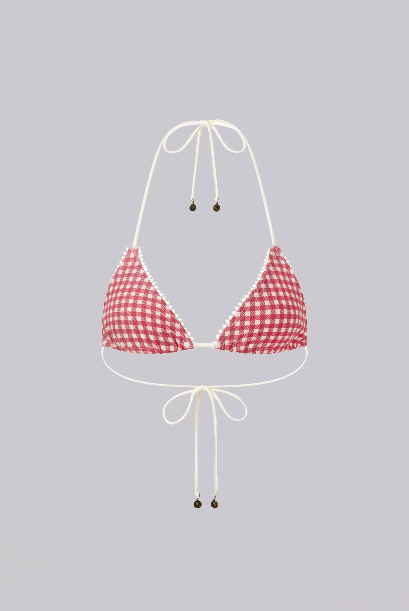 Most Wanted: Gingham Triangle Bikini Top in Pink