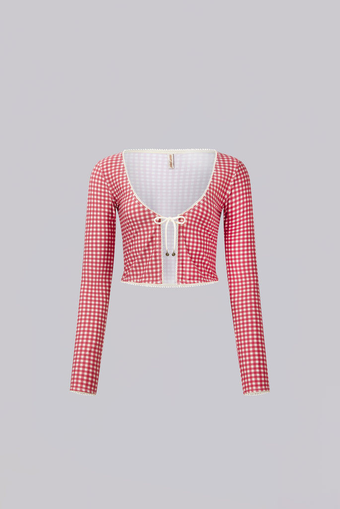 Freda Gingham Swim Cardigan Top