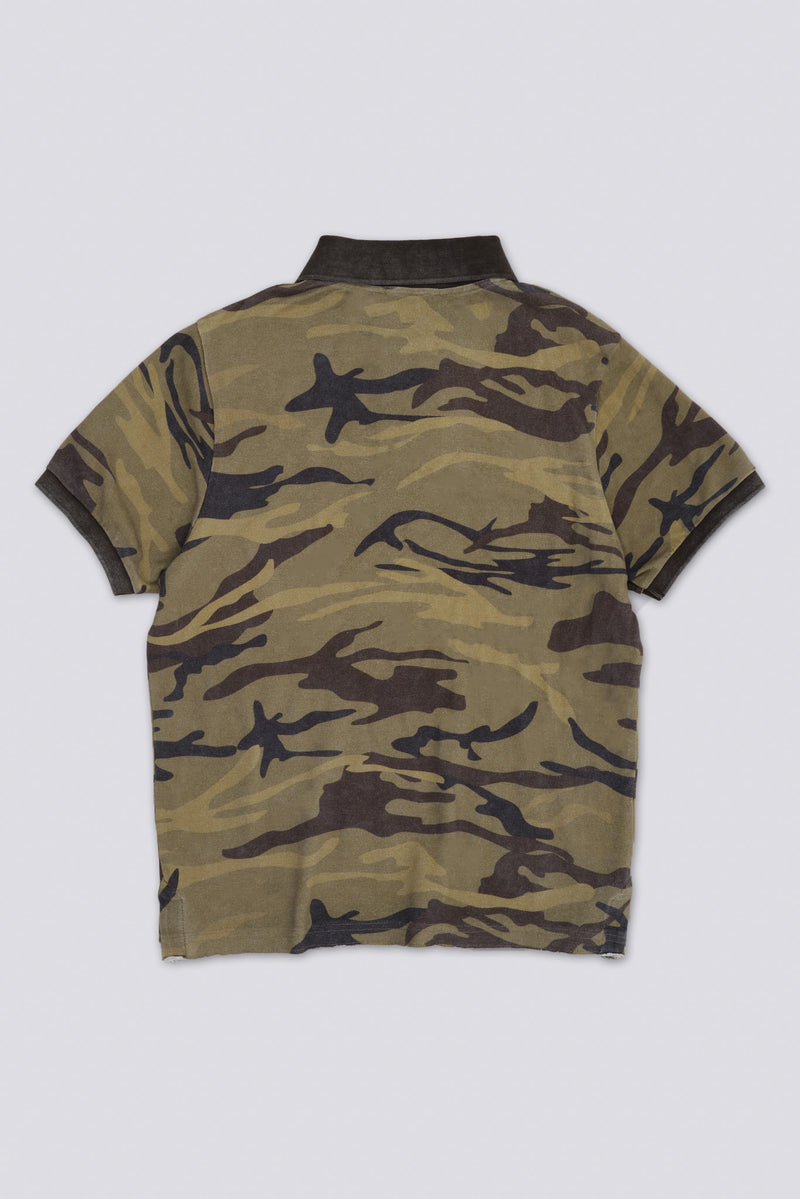 Washed Camo Polo Top