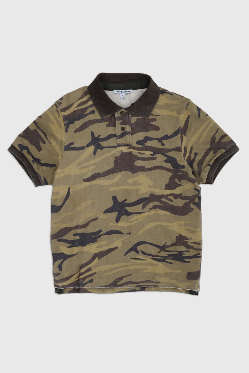 Washed Camo Polo Top