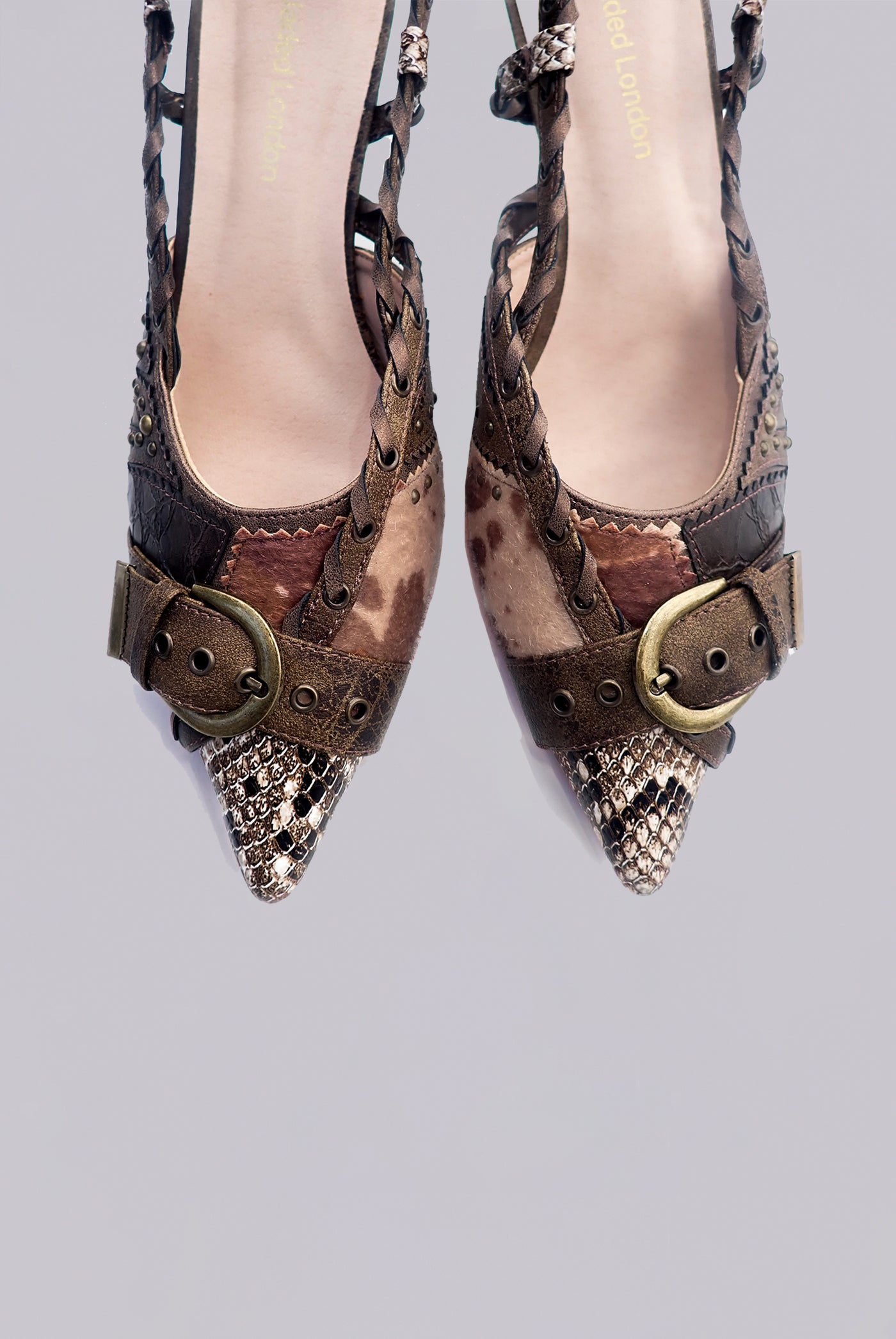 Arden Patchwork Slingback Kitten Heels