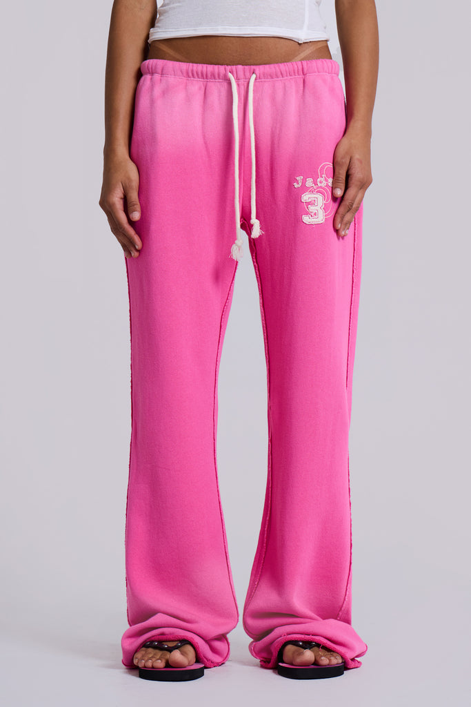 Cleo Slouchy Bootcut Jogger in Pink | Jaded London