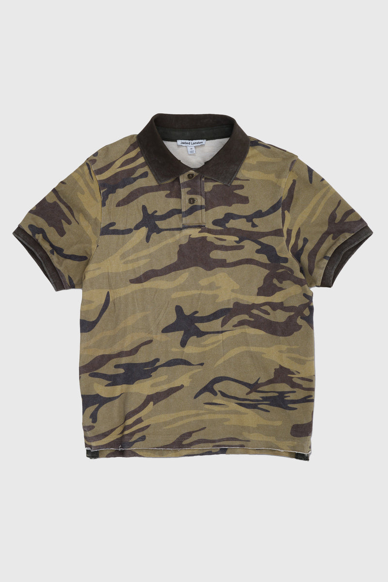 Washed Camo Polo Top