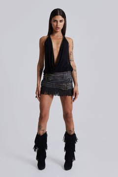 Odile Faux Leather & Suede Mini Skirt – view 1
