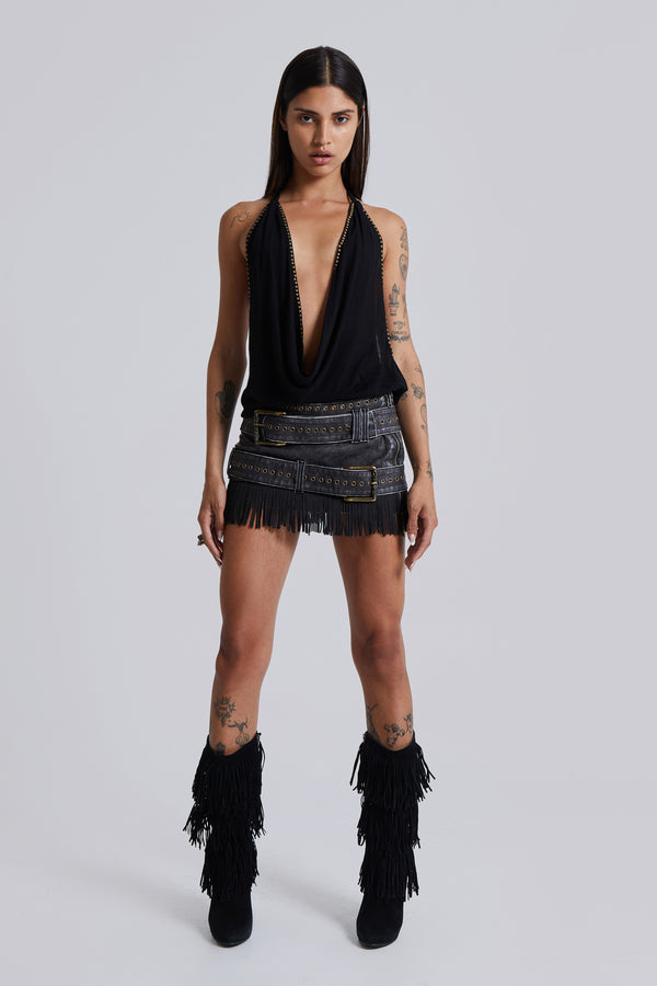 Odile Faux Leather & Suede Mini Skirt