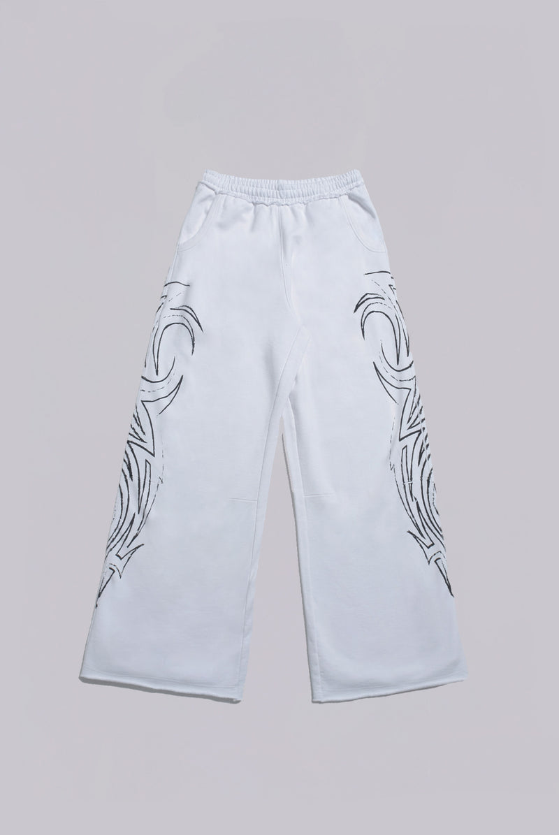 White Baggy Blade Joggers