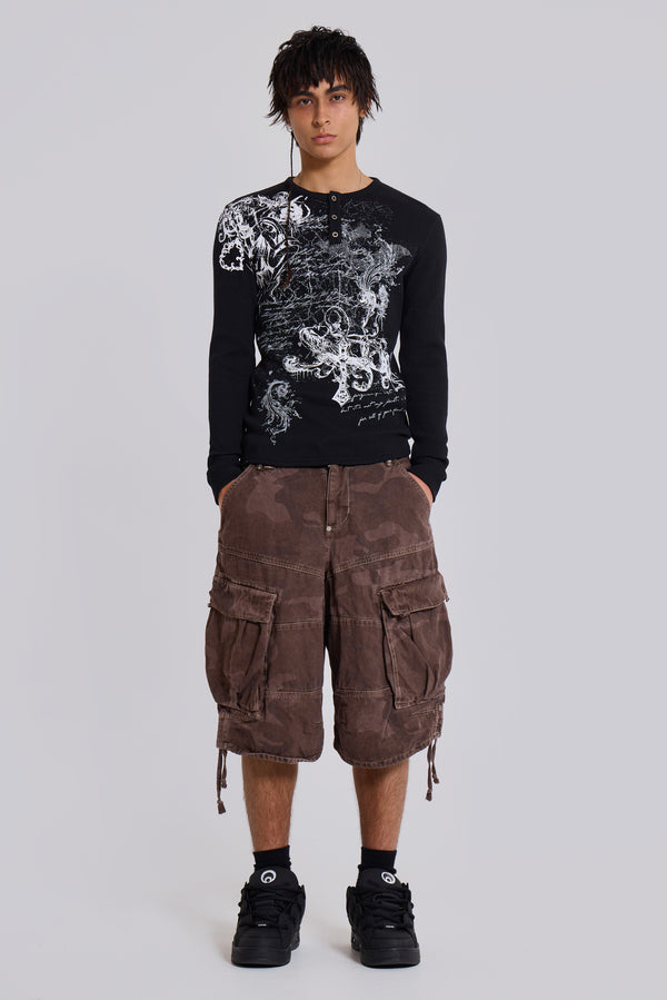 Cadet Brown Camo Baggy Shorts