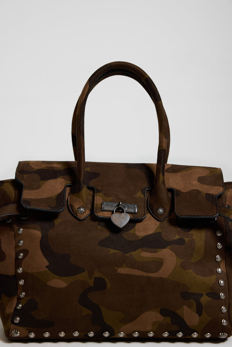 Kendra Camo PU Suede Bag
