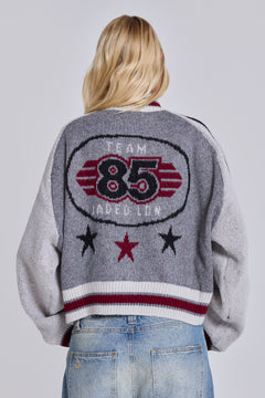 Grey Team 85 Knitted Bomber Jacket – view 1