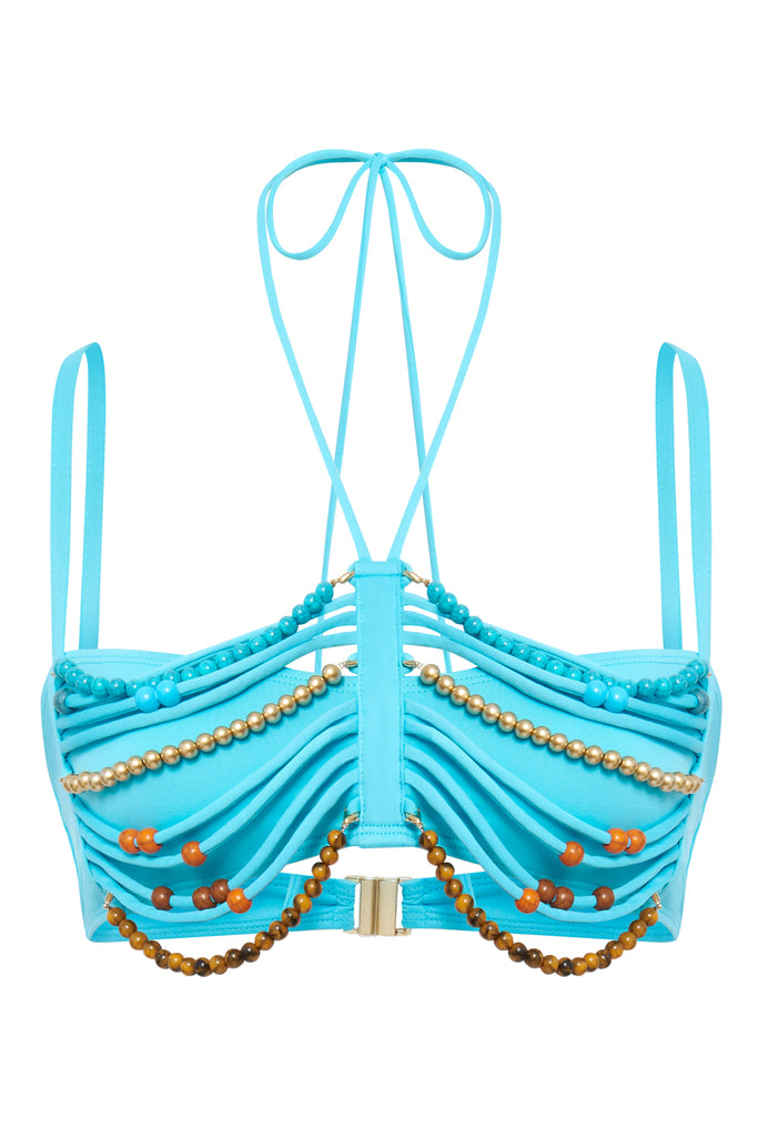Aurora Bandeau Bikini Top with Beaded Trim