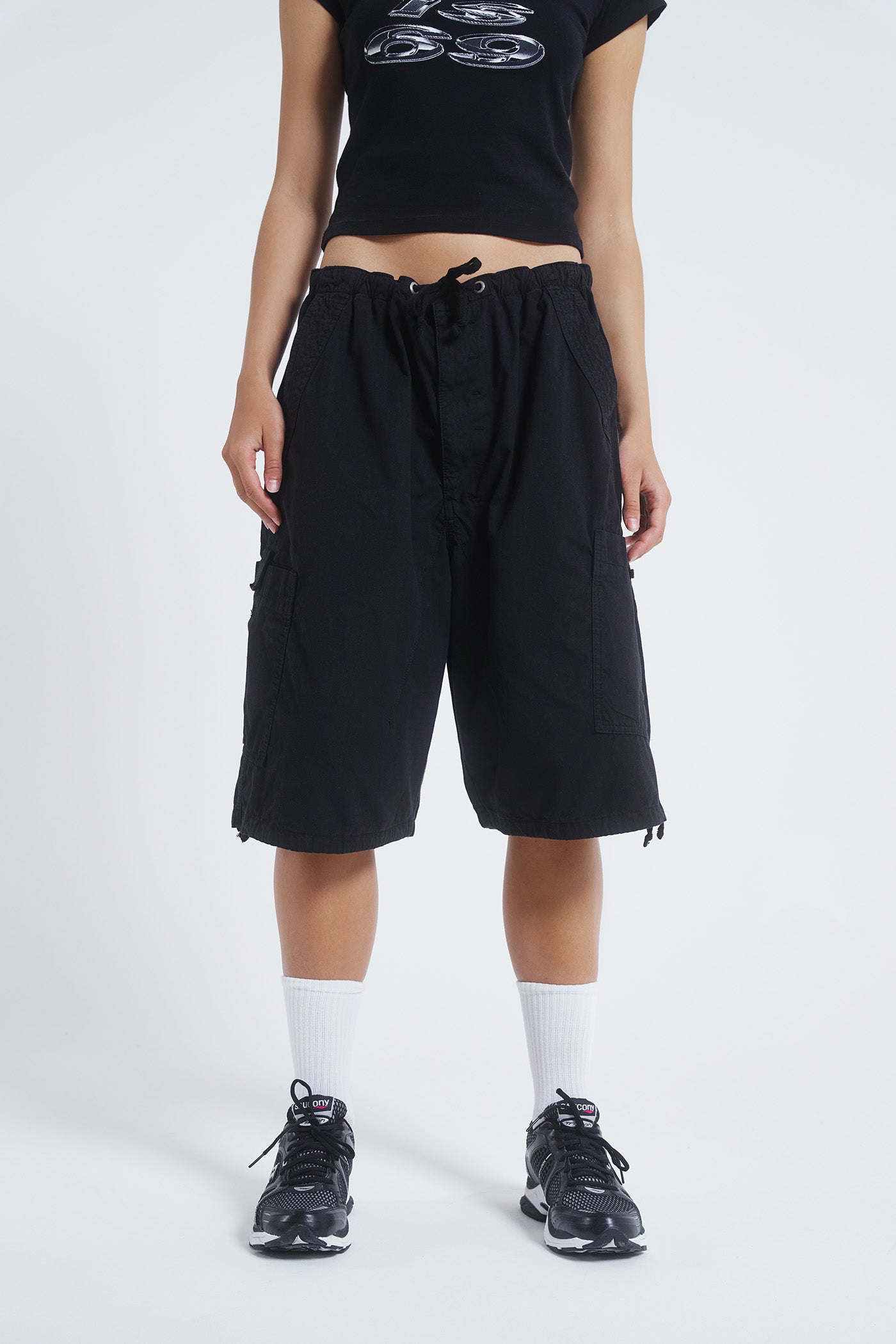 Black Parachute Cargo Shorts