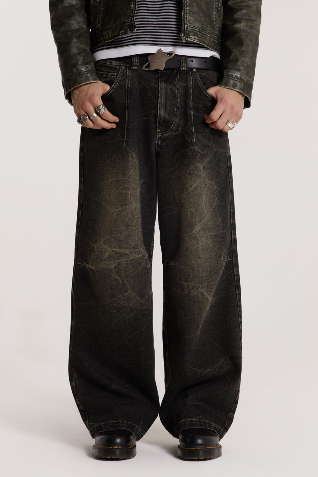 ZW COLLECTION DARTED TROUSERS - Grey