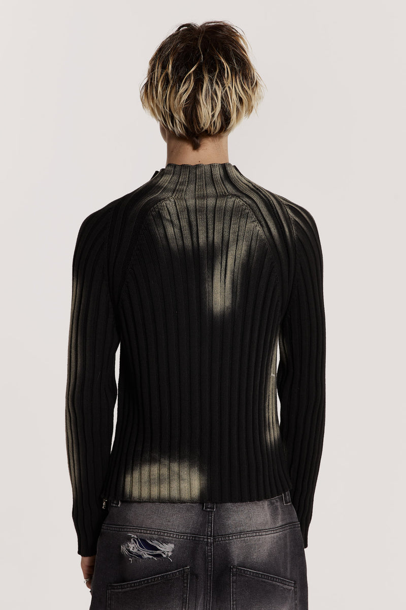 Bleached Asymmetric Acid Wash Ribbed Knit | Jaded London