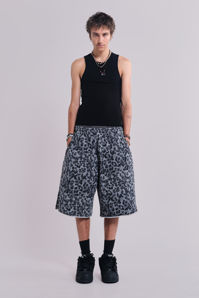 Airbrush Grey Leopard Monster Shorts