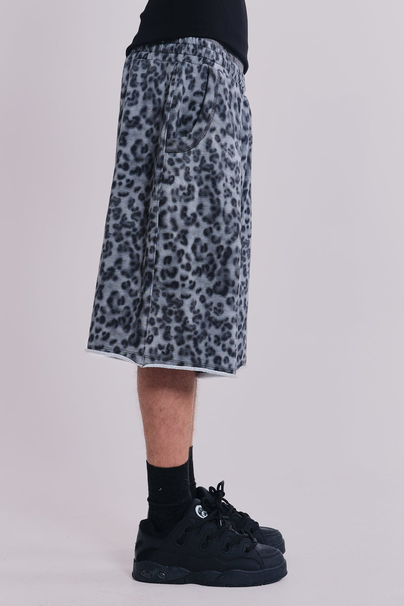 Airbrush Grey Leopard Monster Shorts