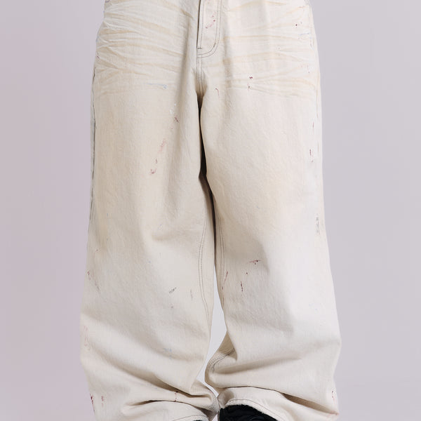 Ecru Paint Colossus Jeans | Jaded London | Clothing