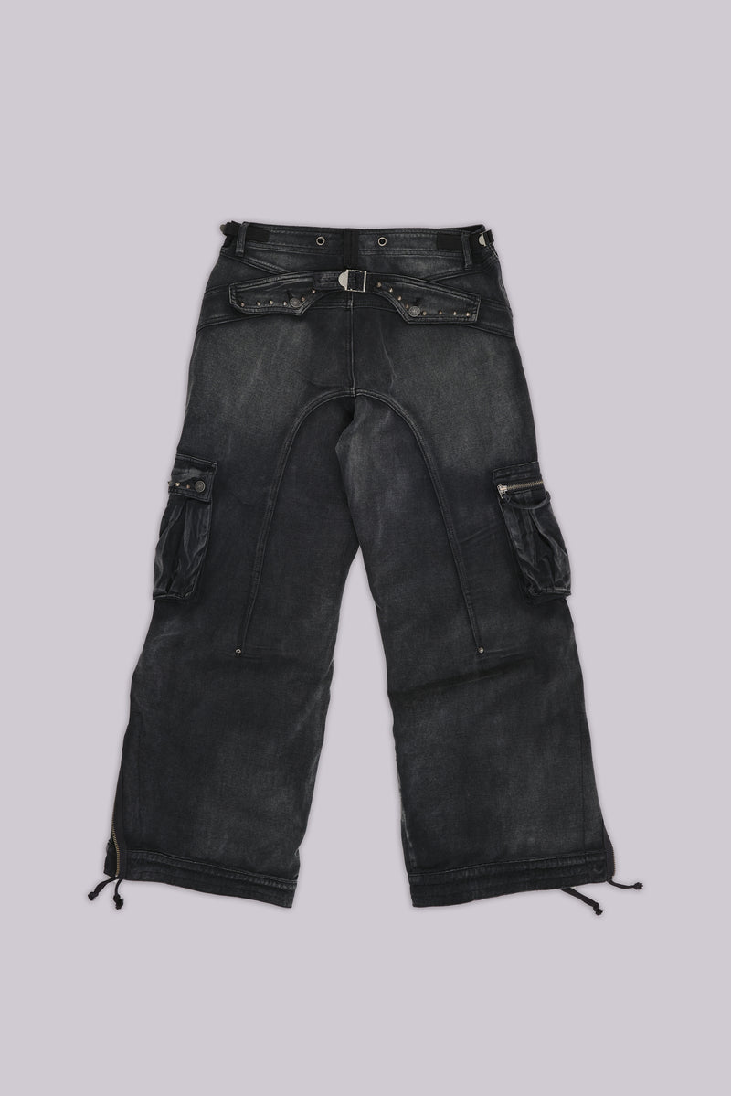 Sun Faded Black Trooper Cargo Pants