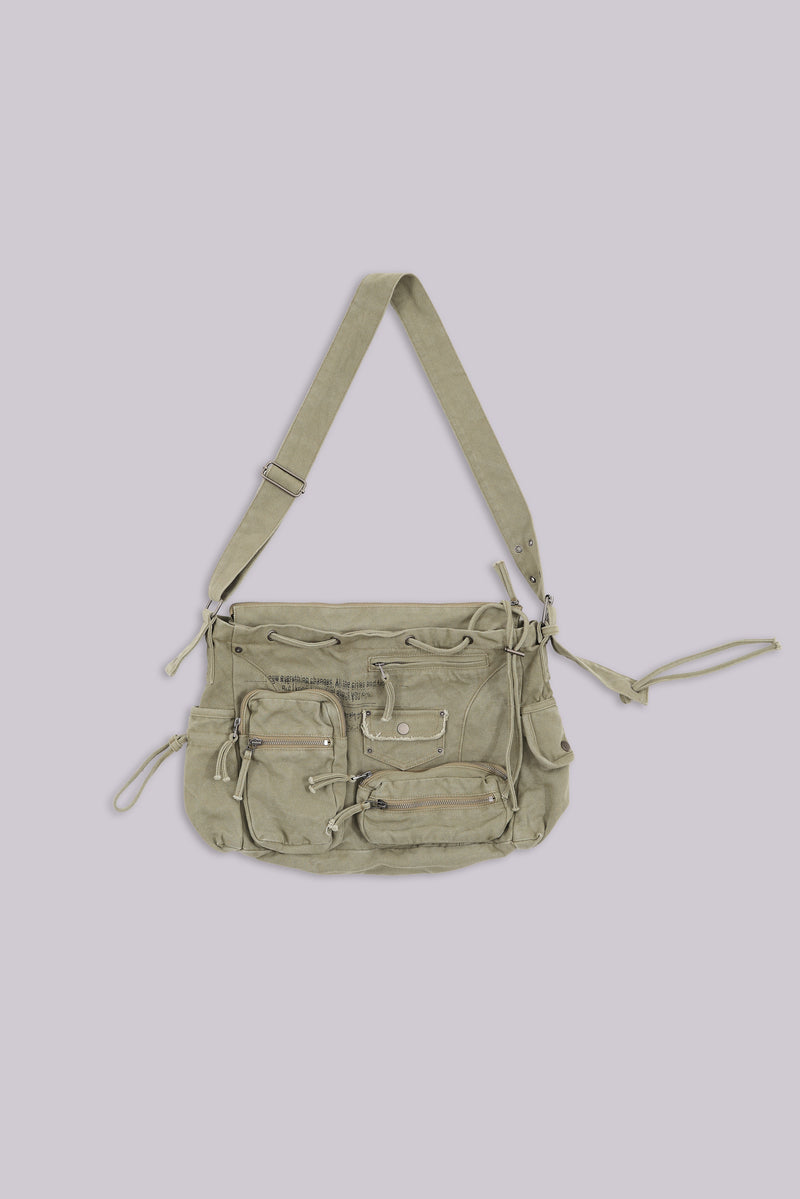 Khaki Military Utility Satchel Bag