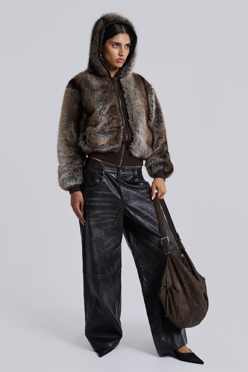 Bear Faux Fur Hooded Jacket | Jaded London