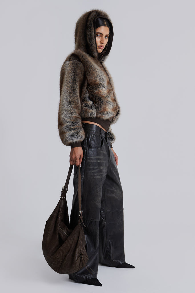 Bear Faux Fur Hooded Jacket | Jaded London