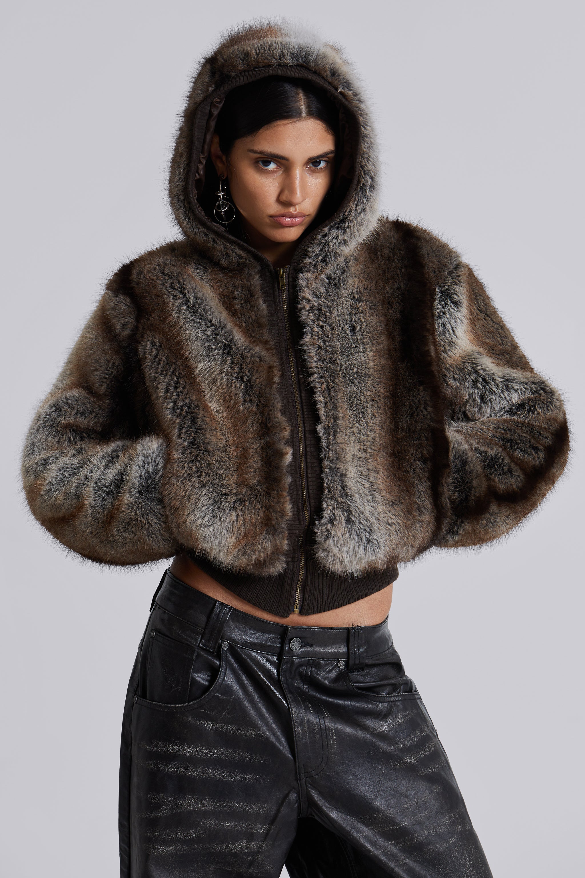 Bear Faux Fur Hooded Jacket