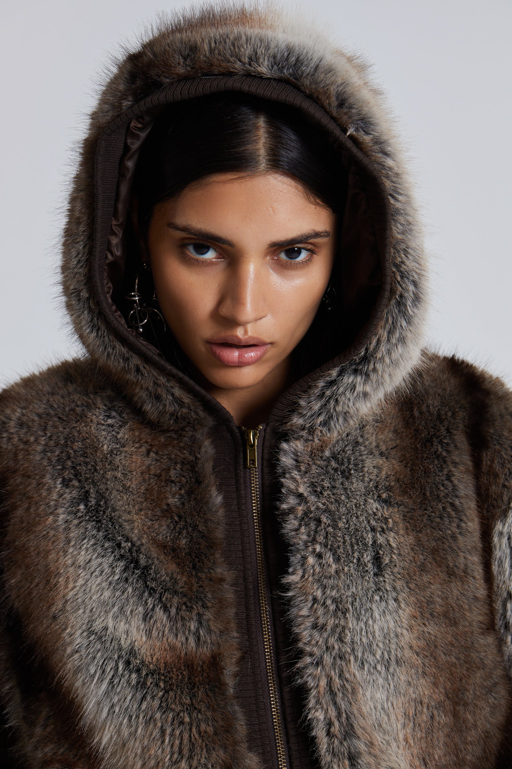 Bear Faux Fur Hooded Jacket